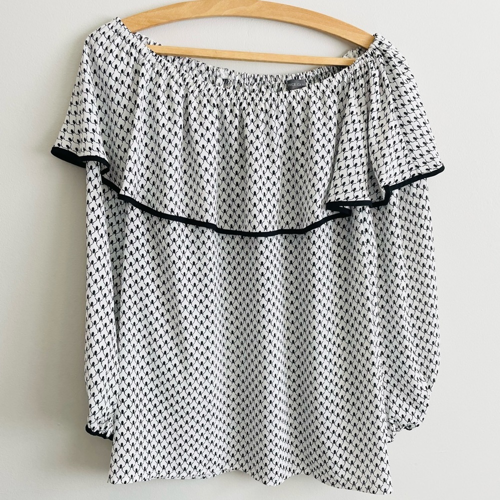 Elegant Black and White Off-Shoulder Top